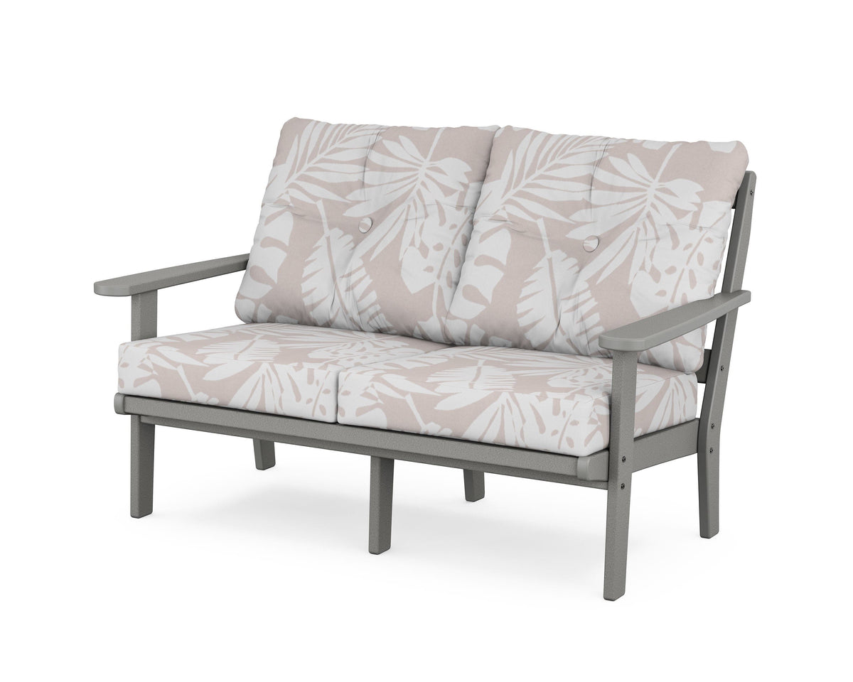 POLYWOOD Mission Deep Seating Loveseat in Slate Grey / Leaf Dune Burlap