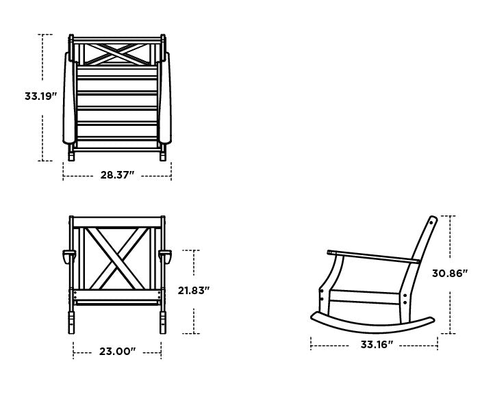 POLYWOOD Braxton Deep Seating Rocking Chair dimensions