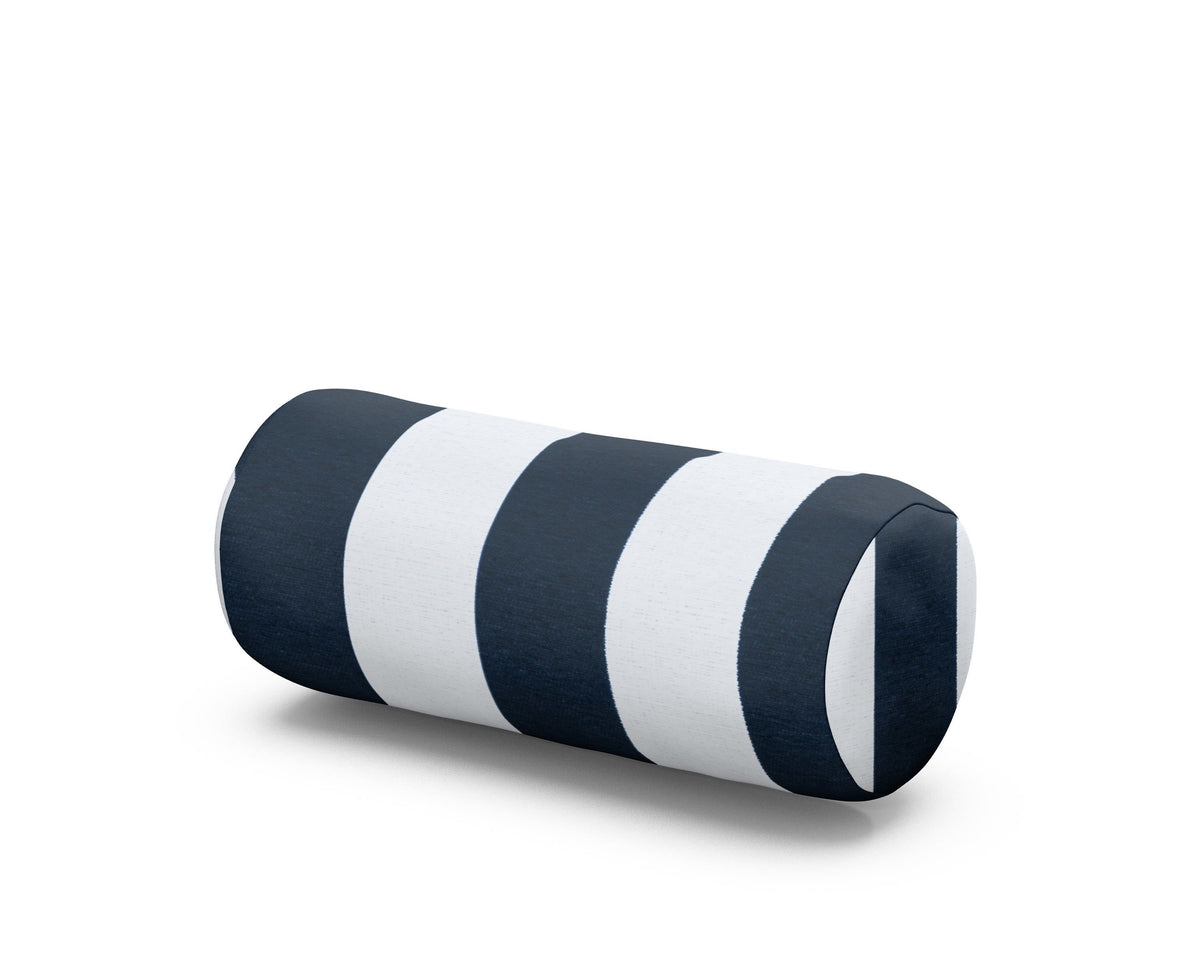 POLYWOOD Outdoor Bolster Pillow in Cabana Stripe Marine Indigo