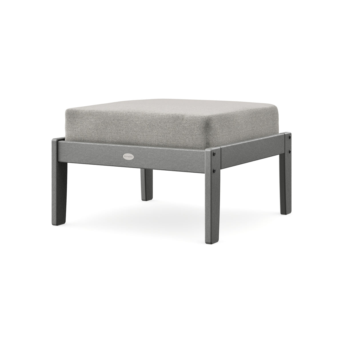 POLYWOOD Braxton Deep Seating Ottoman in Slate Grey / Weathered Tweed