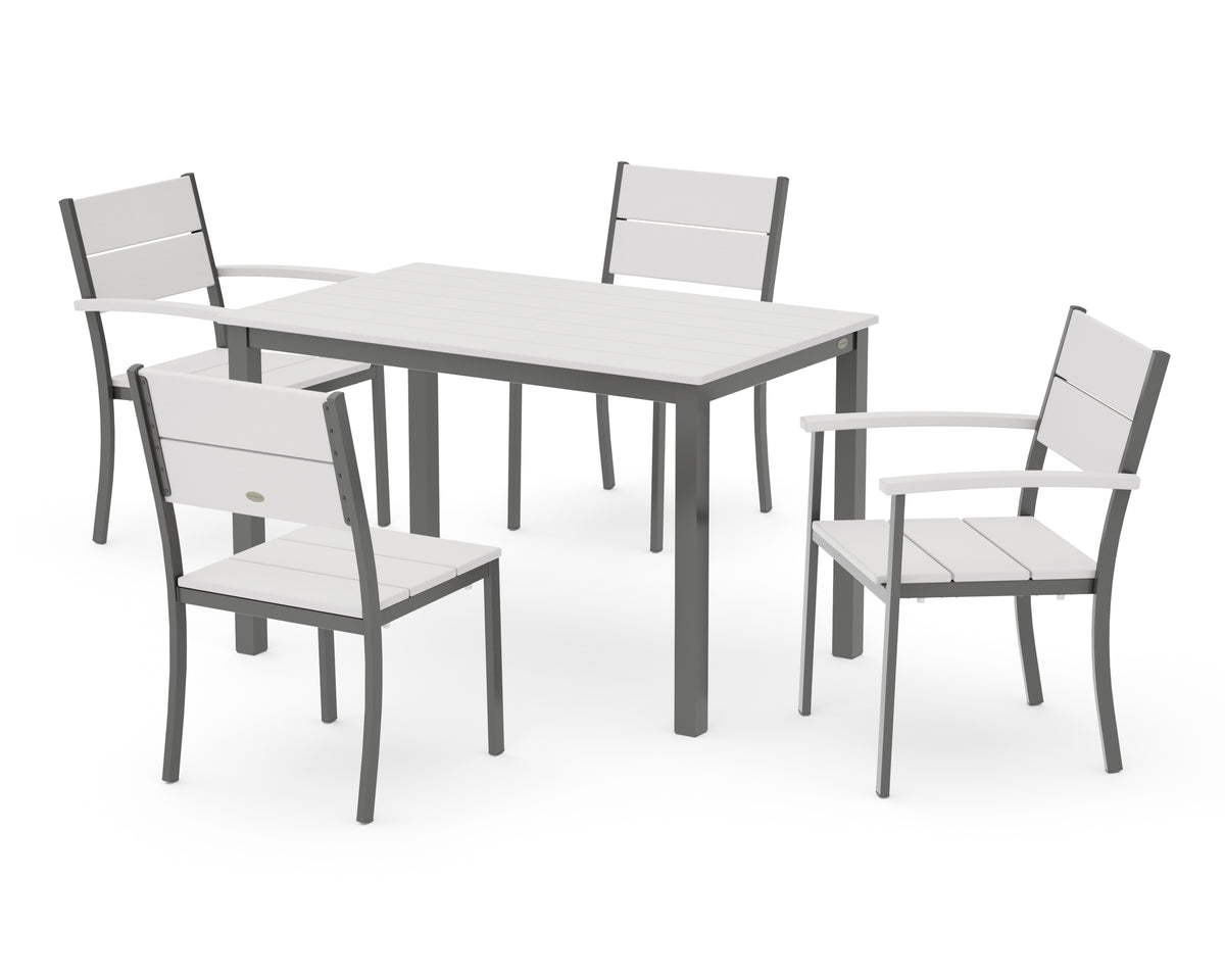 POLYWOOD Main Street 5-Piece Dining Set with Main Street 30 x 48 Dining Table in Charcoal / Vintage White