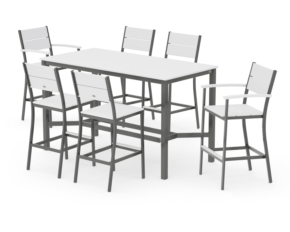 POLYWOOD Main Street 7-Piece Bar Set in Charcoal / White