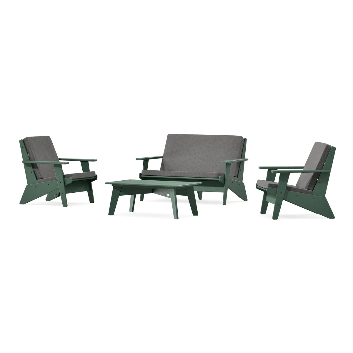 POLYWOOD Riviera Modern Lounge 4-Piece Set in Green