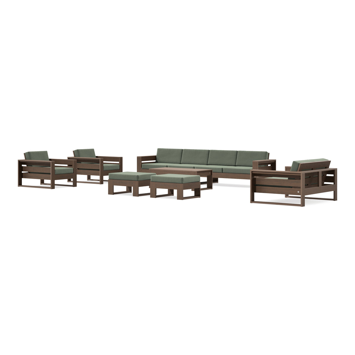 POLYWOOD PW Designer Series Latitude 8-Piece Lounge Sofa Set in Kona / Cast Sage