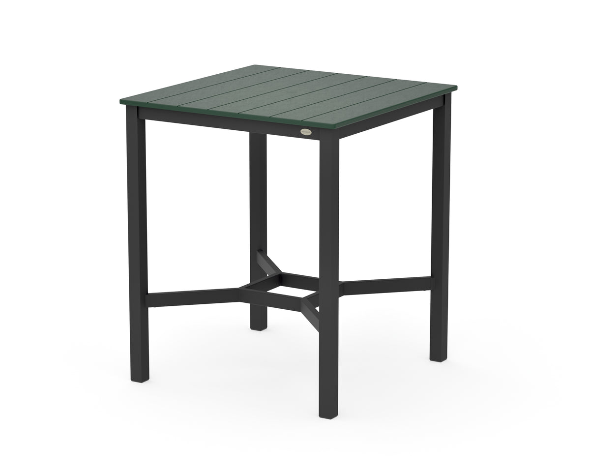 POLYWOOD Main Street 36 x 36 Bar Table in Black / Green