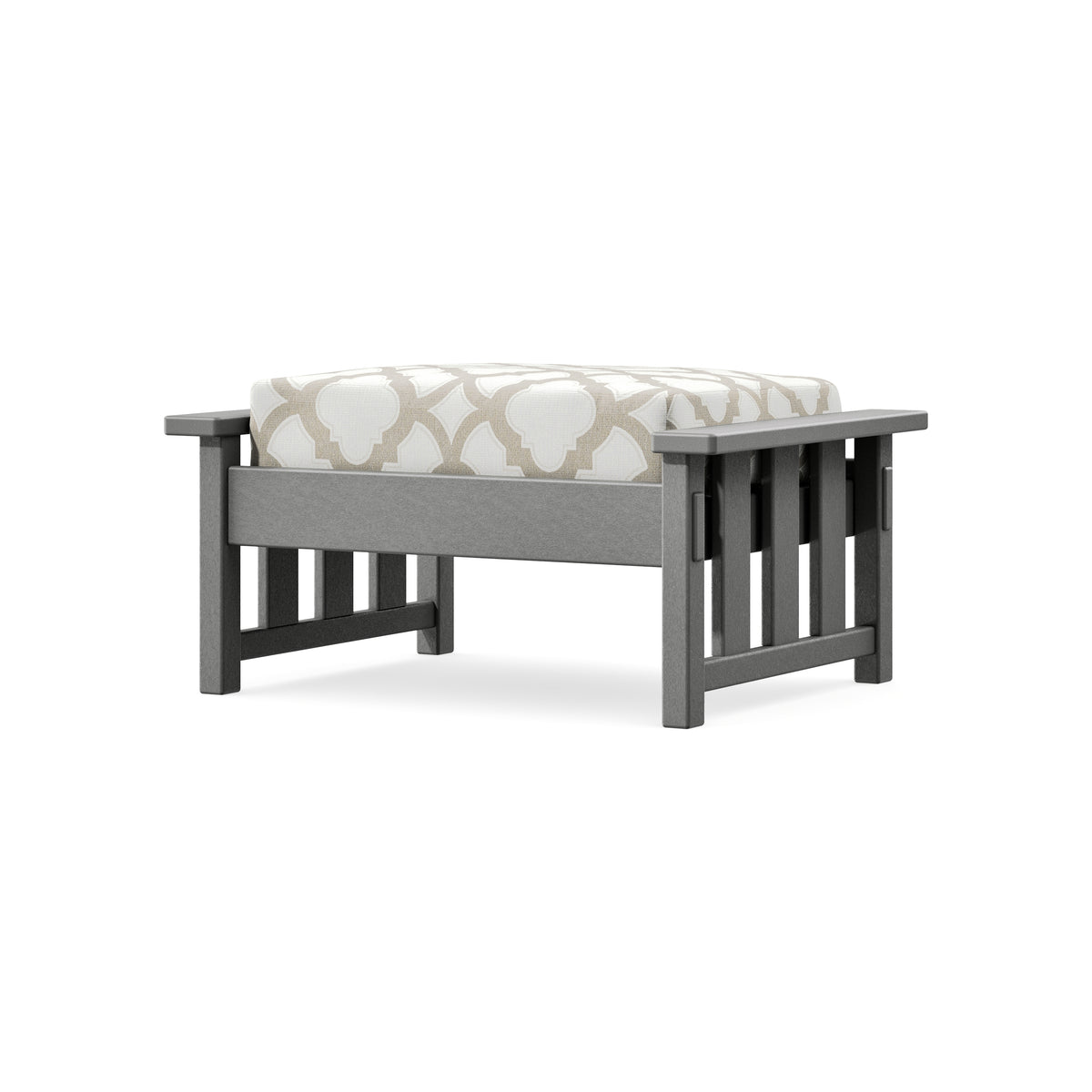 POLYWOOD Acadia Deep Seating Ottoman in Slate Grey / Trellis Dune Burlap
