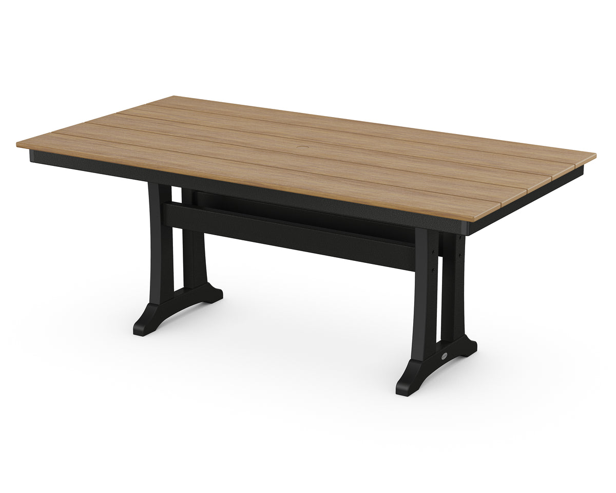 POLYWOOD Farmhouse Trestle 37" x 72" Dining Table in Black / Natural