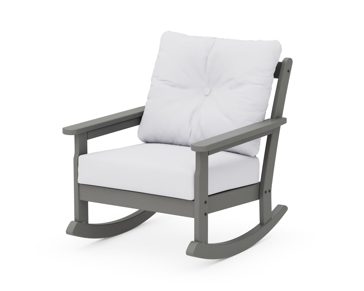 POLYWOOD Vineyard Deep Seating Rocking Chair in Slate Grey / Natural