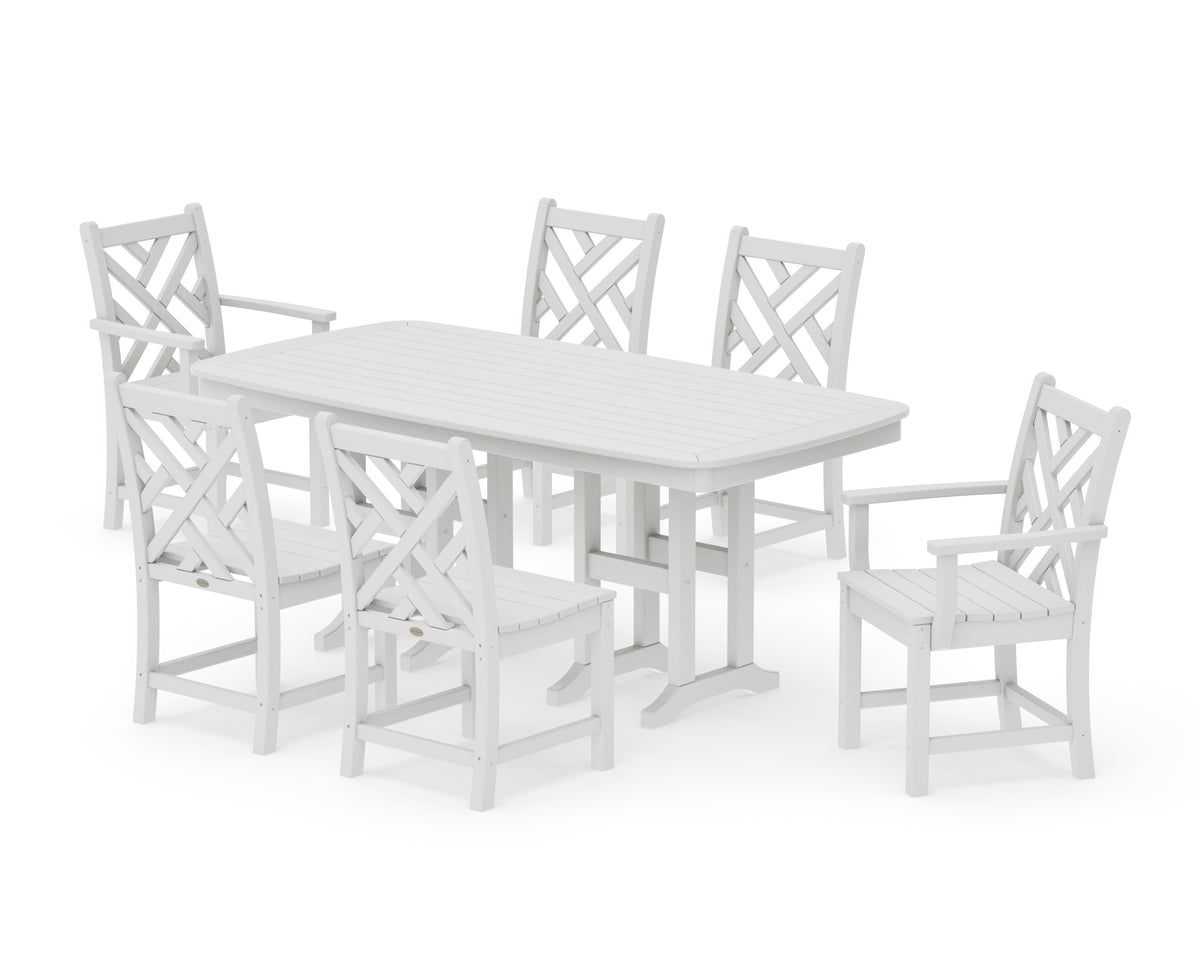 POLYWOOD Chippendale 7-Piece Dining Set in Vintage White