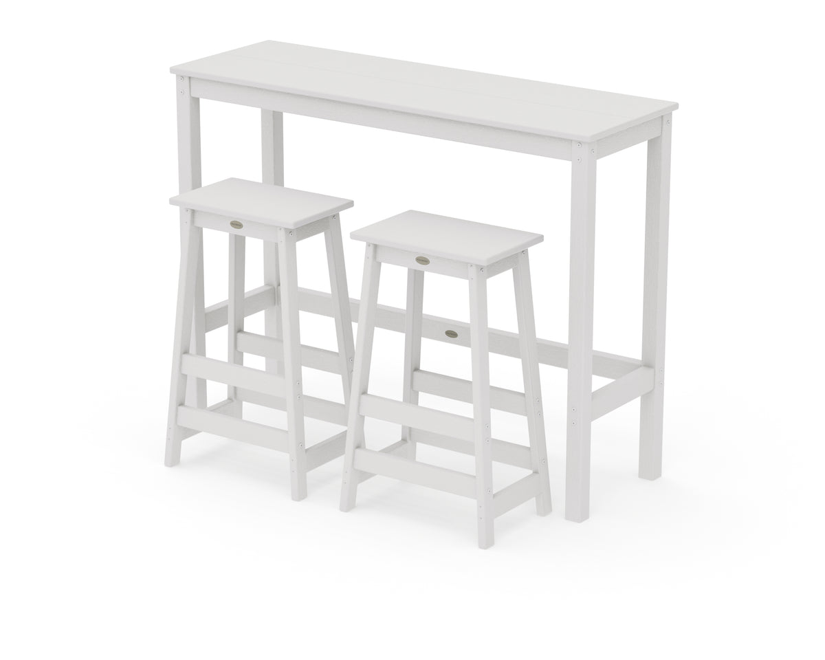 POLYWOOD Modern Studio Stool 3-Piece Bar Balcony Set in Vintage White