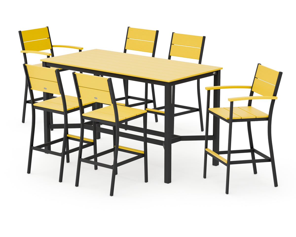 POLYWOOD Main Street 7-Piece Bar Set in Black / Lemon