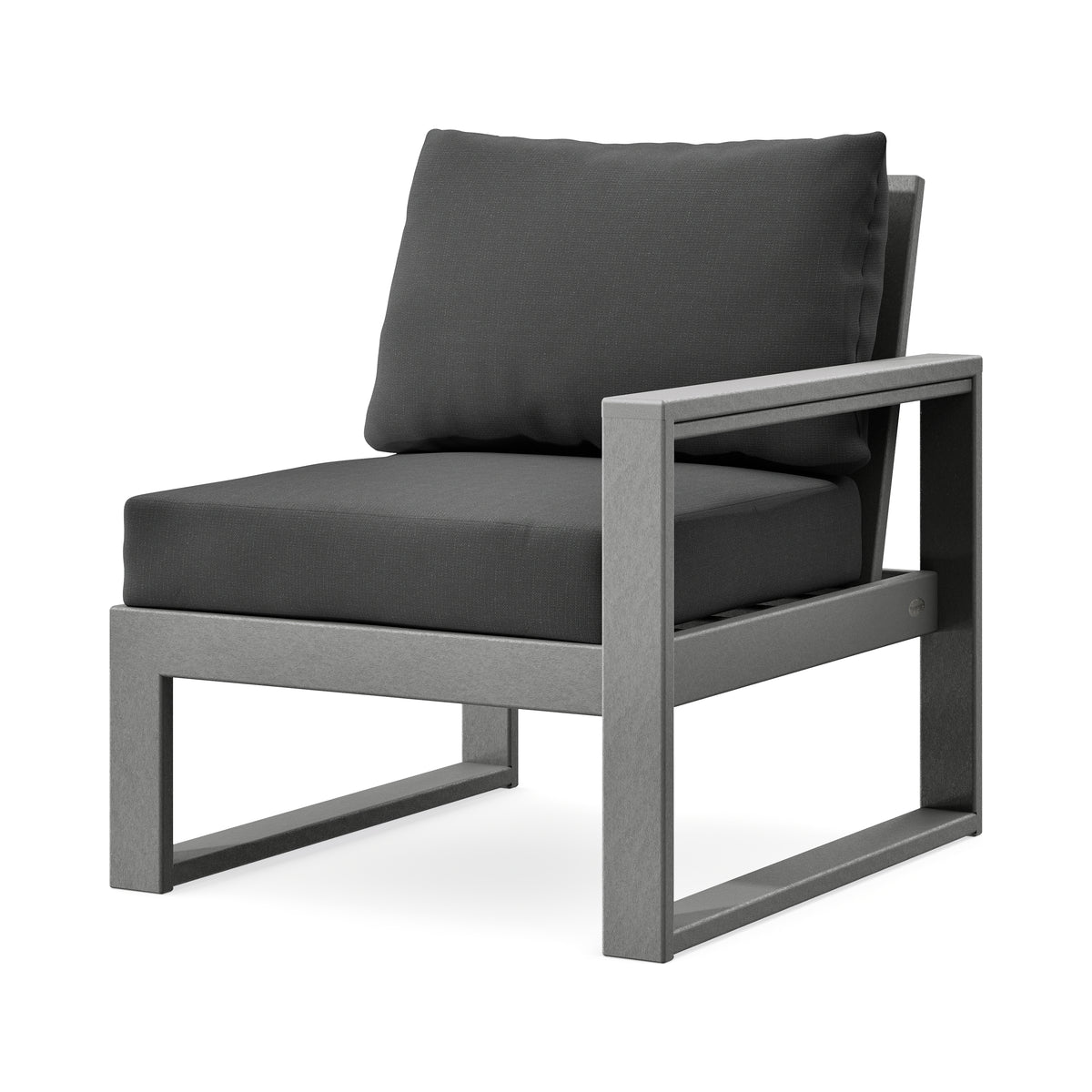 POLYWOOD EDGE Modular Right Arm Chair in Slate Grey / Spectrum Carbon