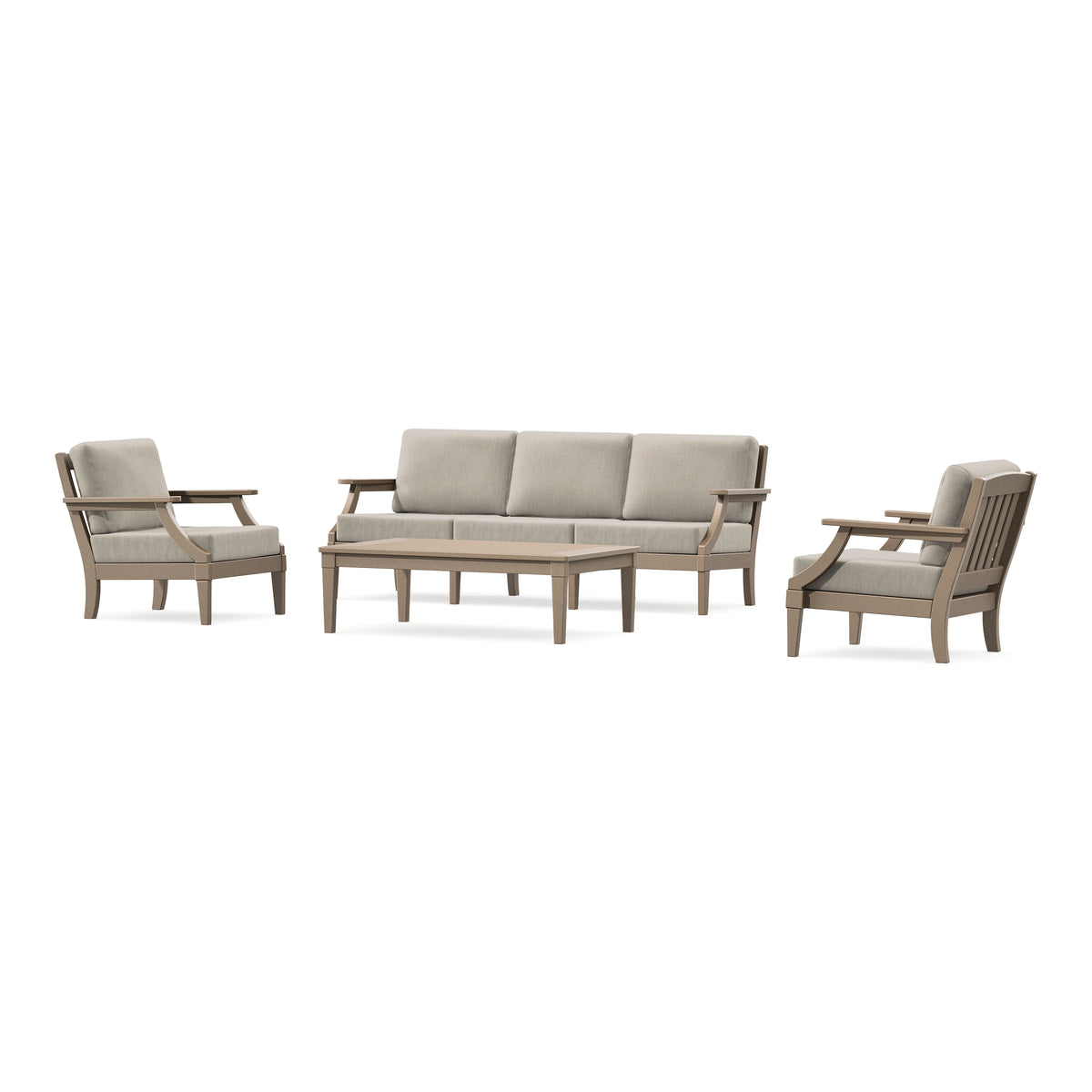 POLYWOOD PW Designer Series Estate 4-Piece Lounge Sofa Set in Vintage Sahara / Cast Ash