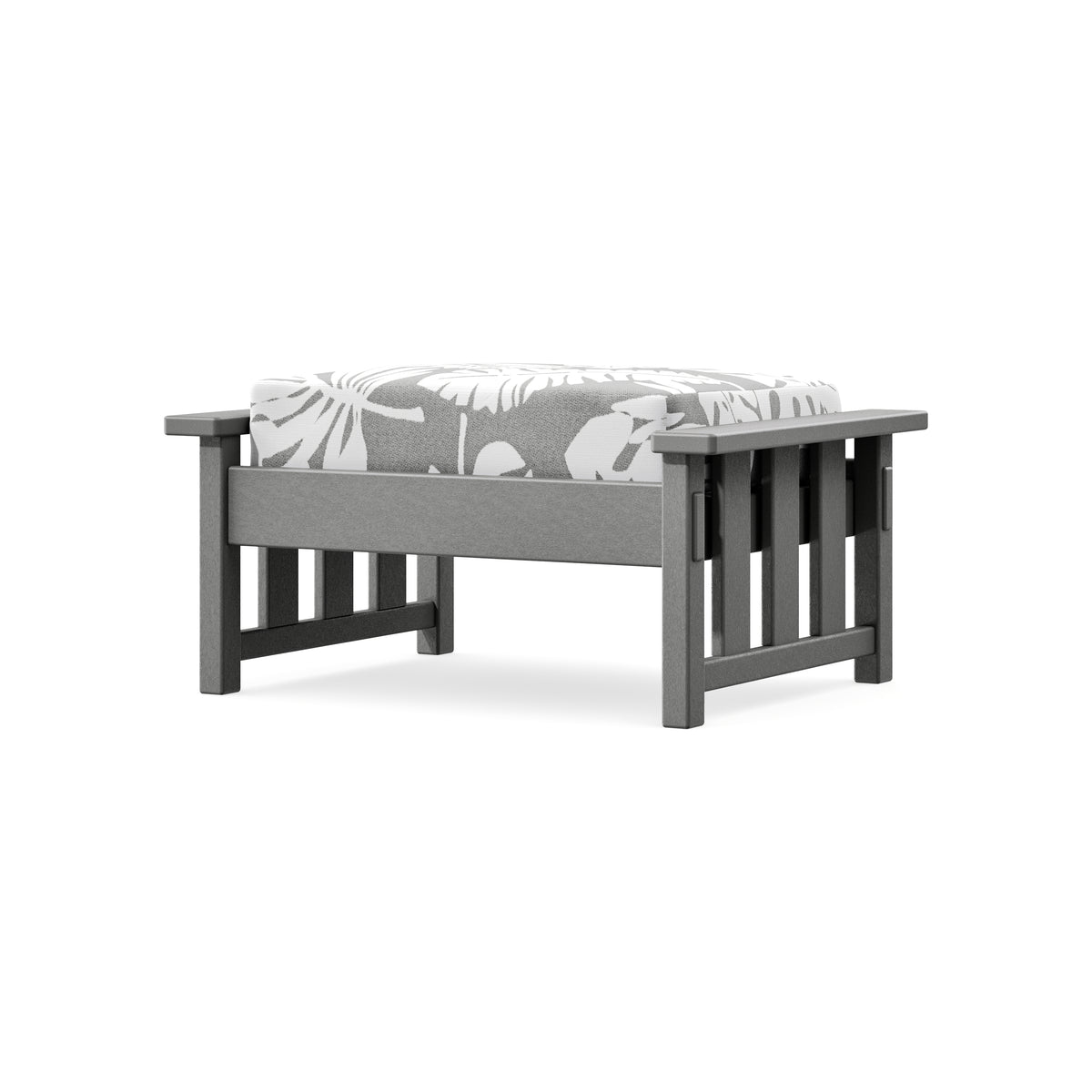 POLYWOOD Acadia Deep Seating Ottoman in Slate Grey / Leaf Grey Mist