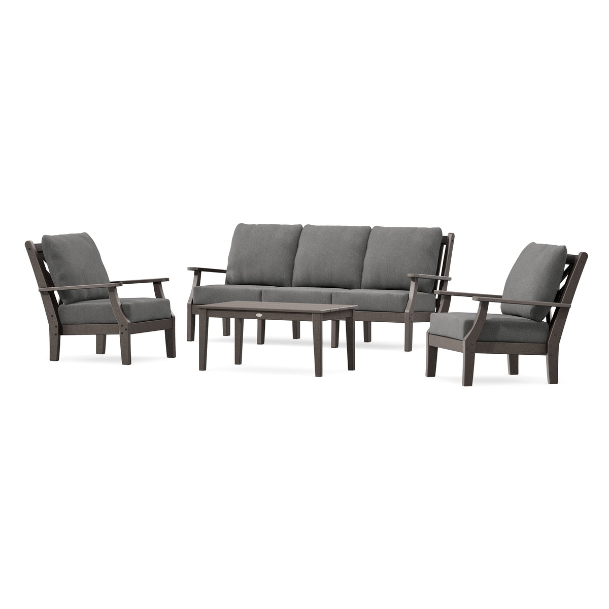 POLYWOOD Country Living Wovendale 4-Piece Deep Seating Set with Sofa in Vintage Coffee