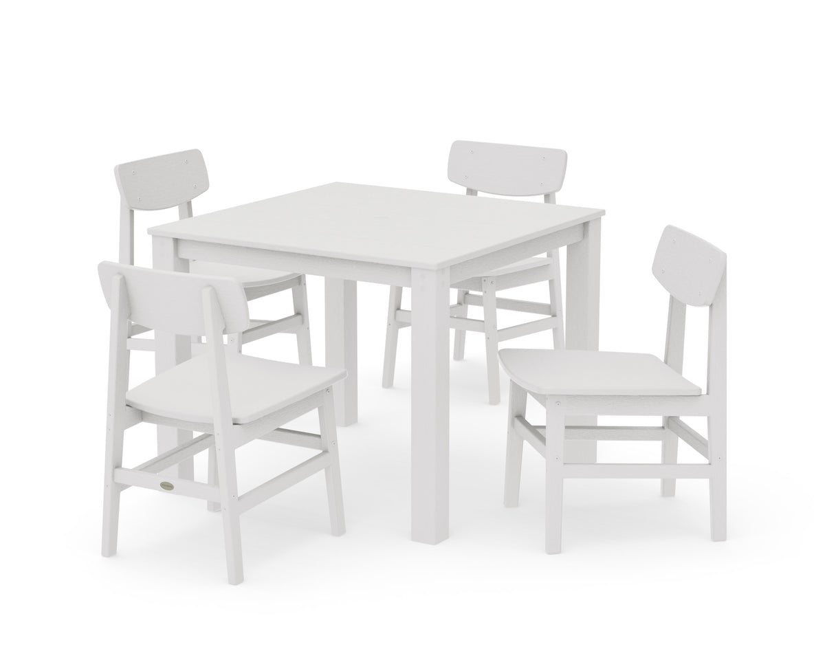 POLYWOOD Modern Studio Urban Chair 5-Piece Parsons Dining Set in Vintage White