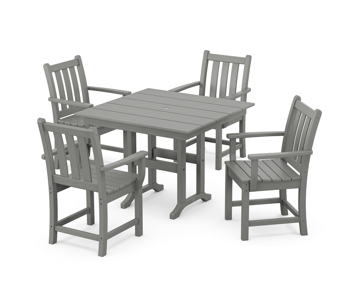 POLYWOOD Traditional Garden 5-Piece Farmhouse Dining Set in Slate Grey