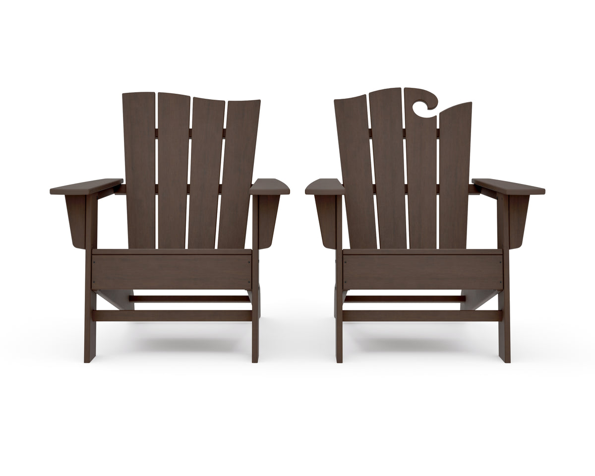 POLYWOOD Wave 2-Piece Adirondack Set with The Wave Chair Left in Kona