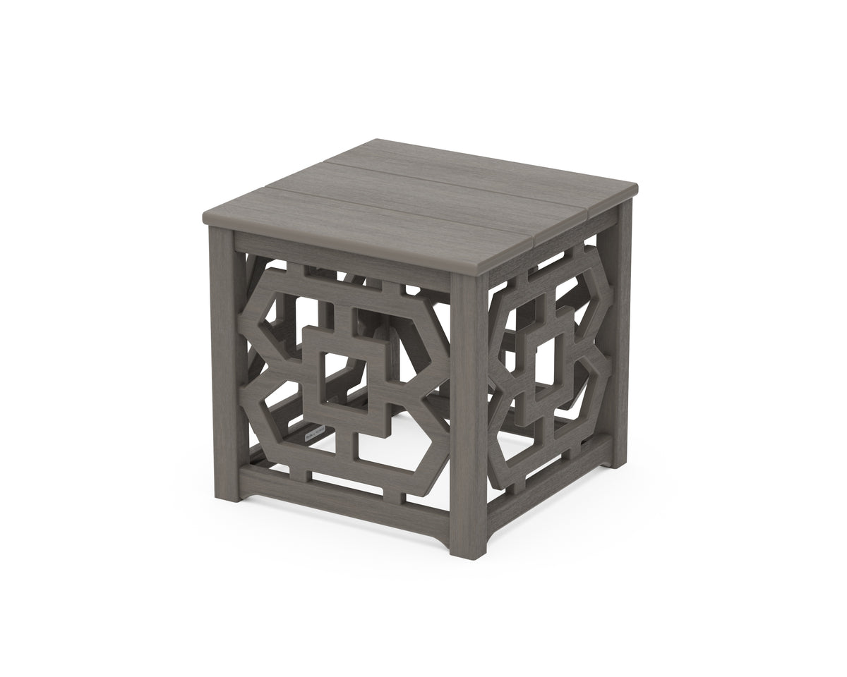 POLYWOOD Chinoiserie Accent Table in Driftwood