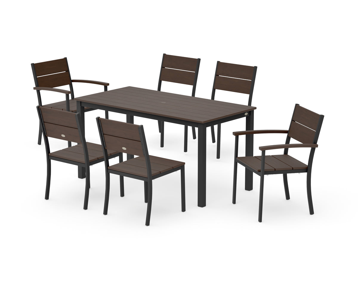 POLYWOOD Main Street 7-Piece Dining Set with Main Street 30 x 60 Dining Table in Black / Kona