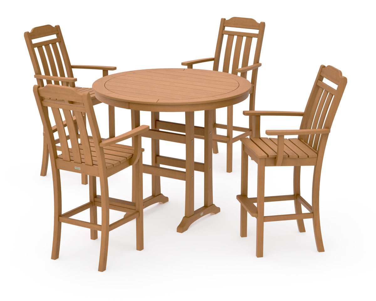 POLYWOOD Cottage 5-Piece Round Bar Set in Natural