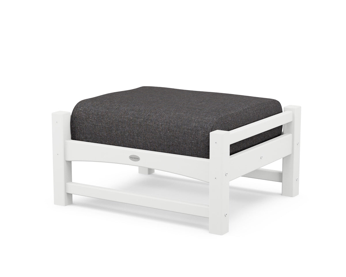 POLYWOOD Club Ottoman in White / Ash Charcoal