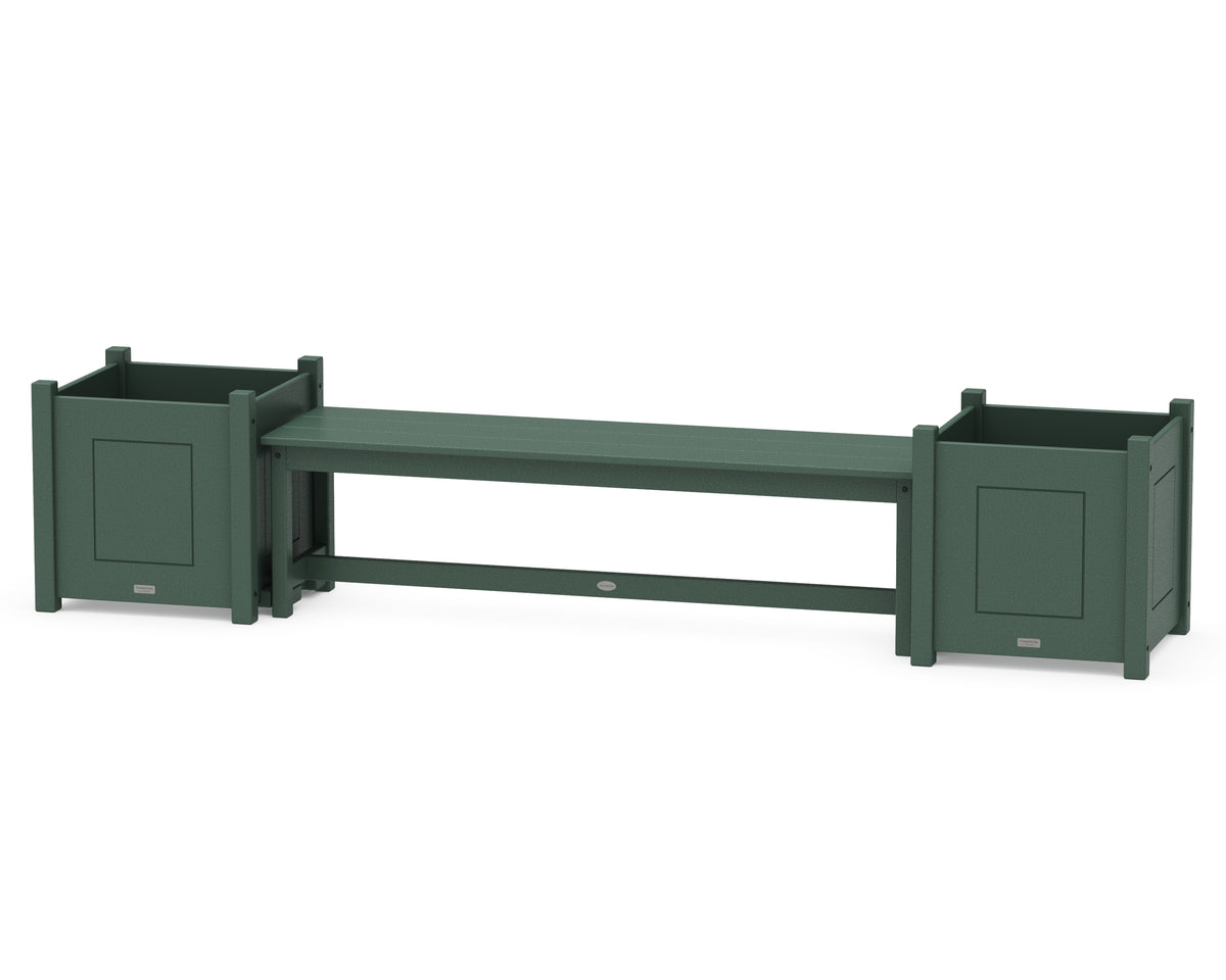 POLYWOOD 60" Country Living Straight Planter Bench Set - Large in Green