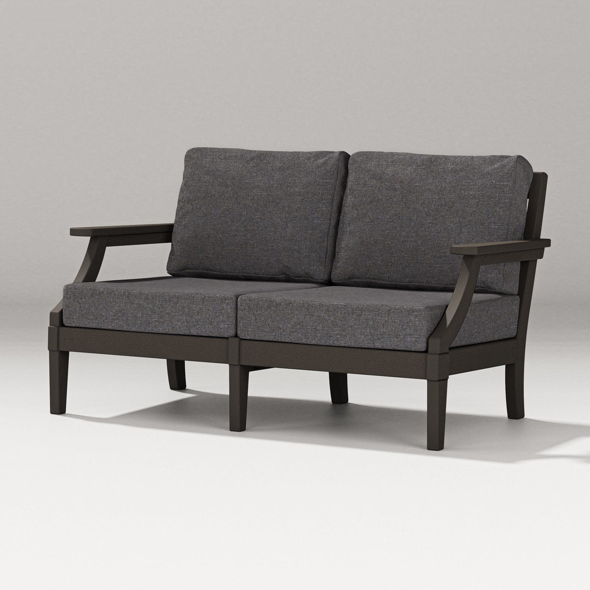 POLYWOOD Estate Loveseat in Vintage Coffee / Ash Charcoal