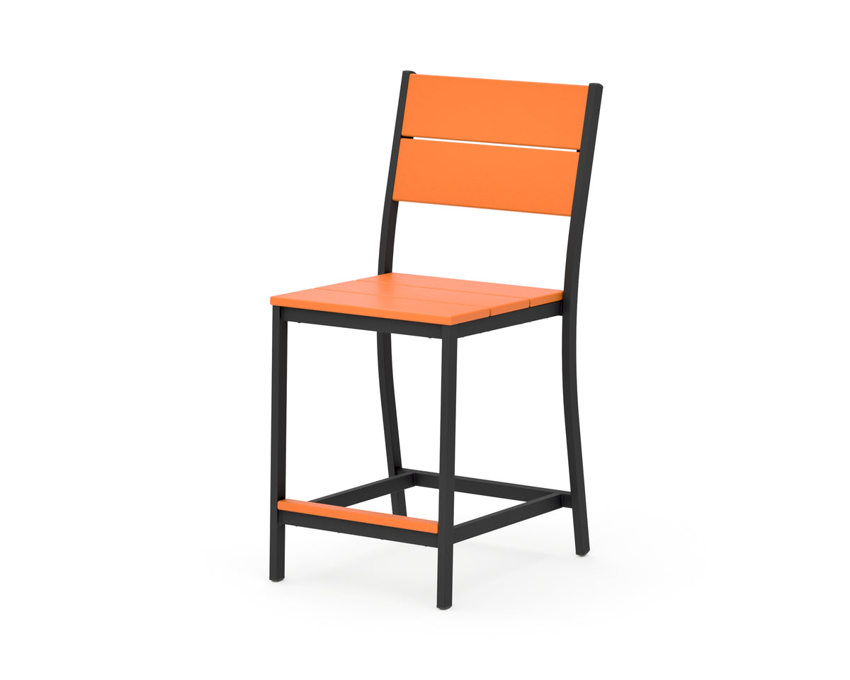 POLYWOOD Main Street Counter Side Chair in Black / Tangerine