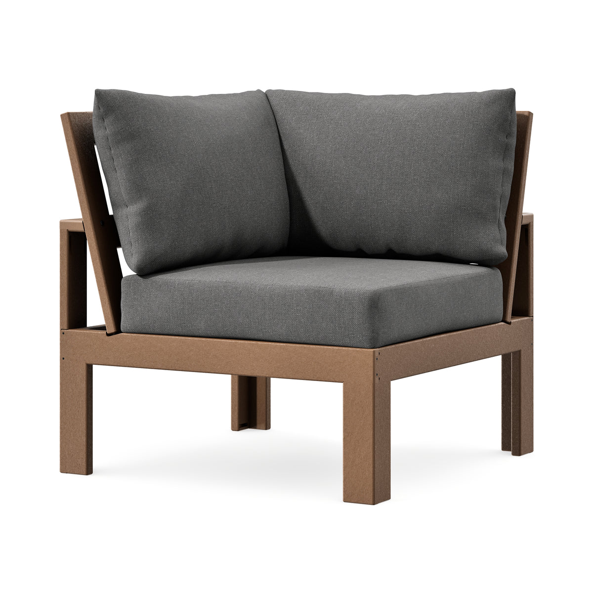 POLYWOOD Modular Corner Chair in Teak / Ash Charcoal