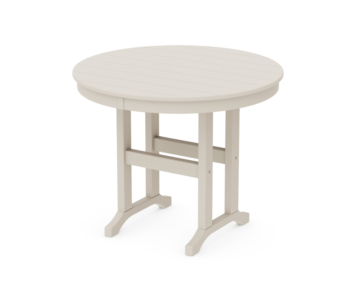 POLYWOOD 36" Round Farmhouse Dining Table in Sand