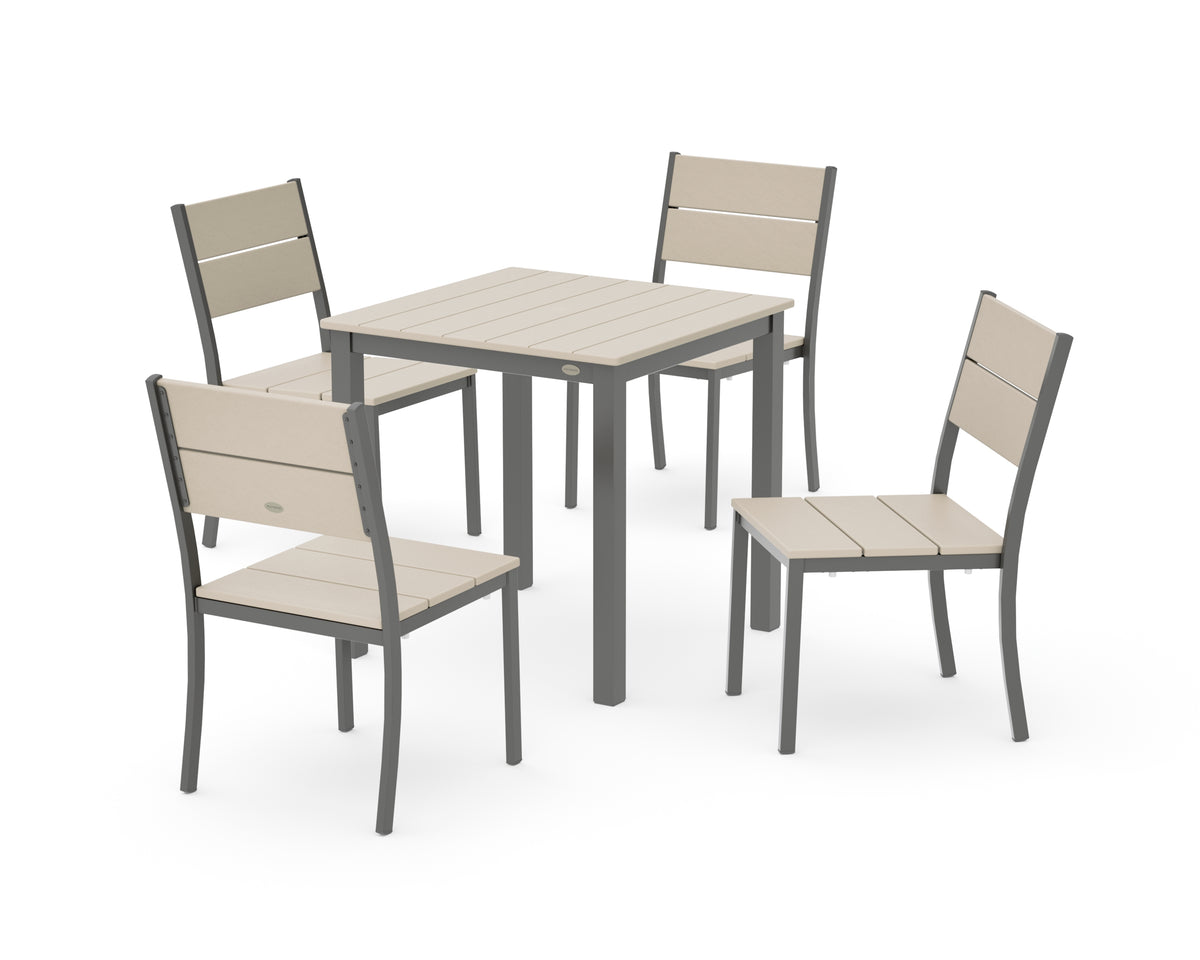 POLYWOOD Main Street 5-Piece Square Dining Set- Small in Charcoal / Sand