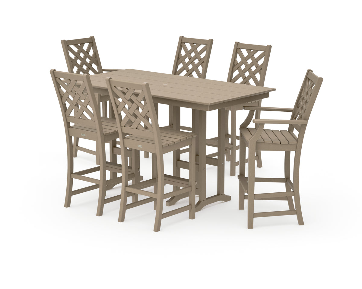 POLYWOOD Country Living Wovendale 7-Piece Farmhouse Bar Set in Vintage Sahara