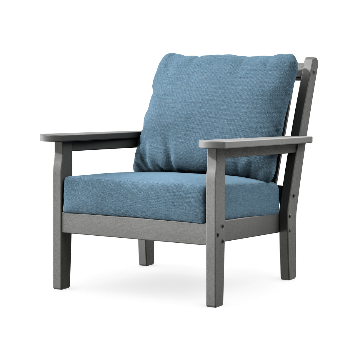 POLYWOOD Chippendale Deep Seating Chair in Slate Grey / Sky Blue