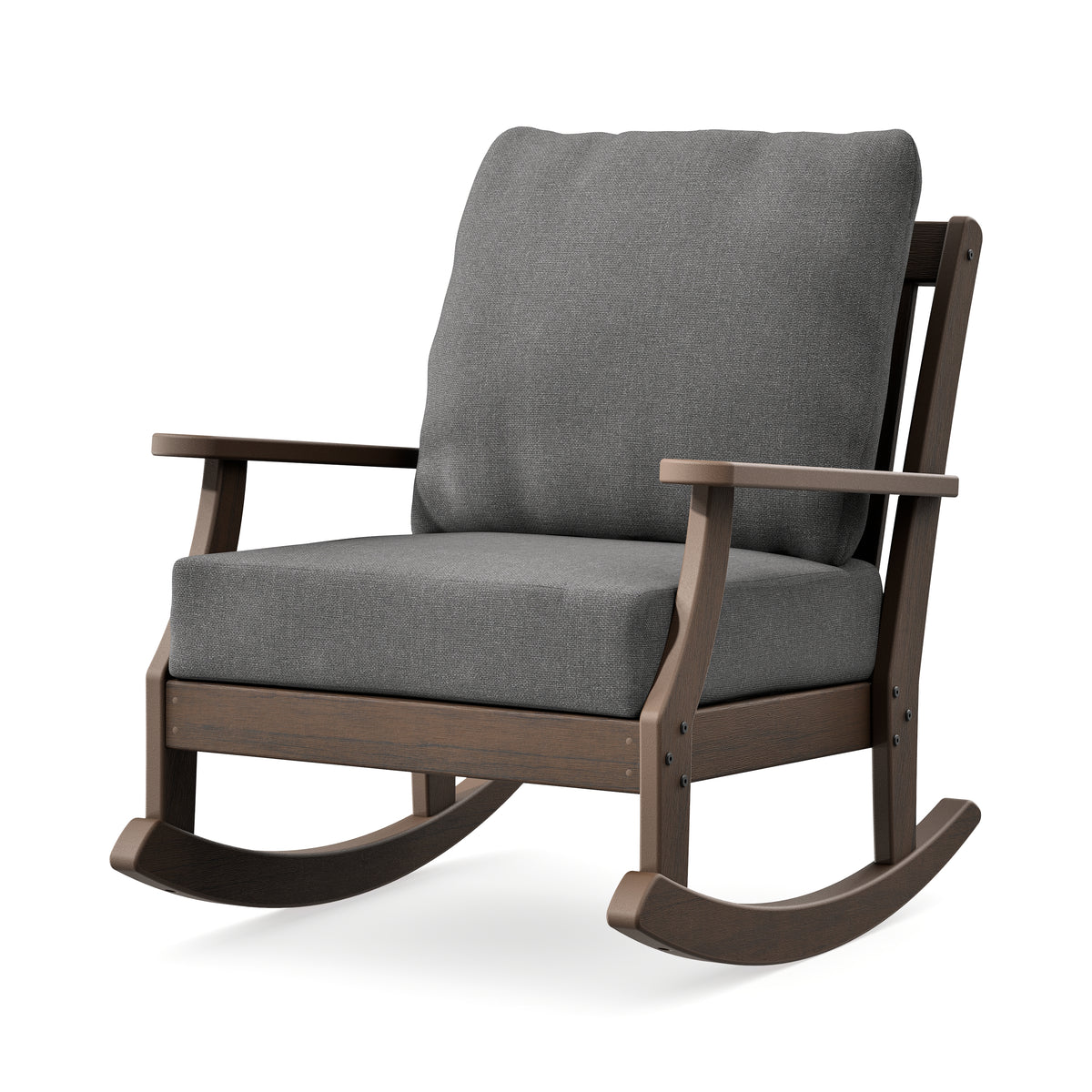 POLYWOOD Braxton Deep Seating Rocking Chair in Kona / Ash Charcoal