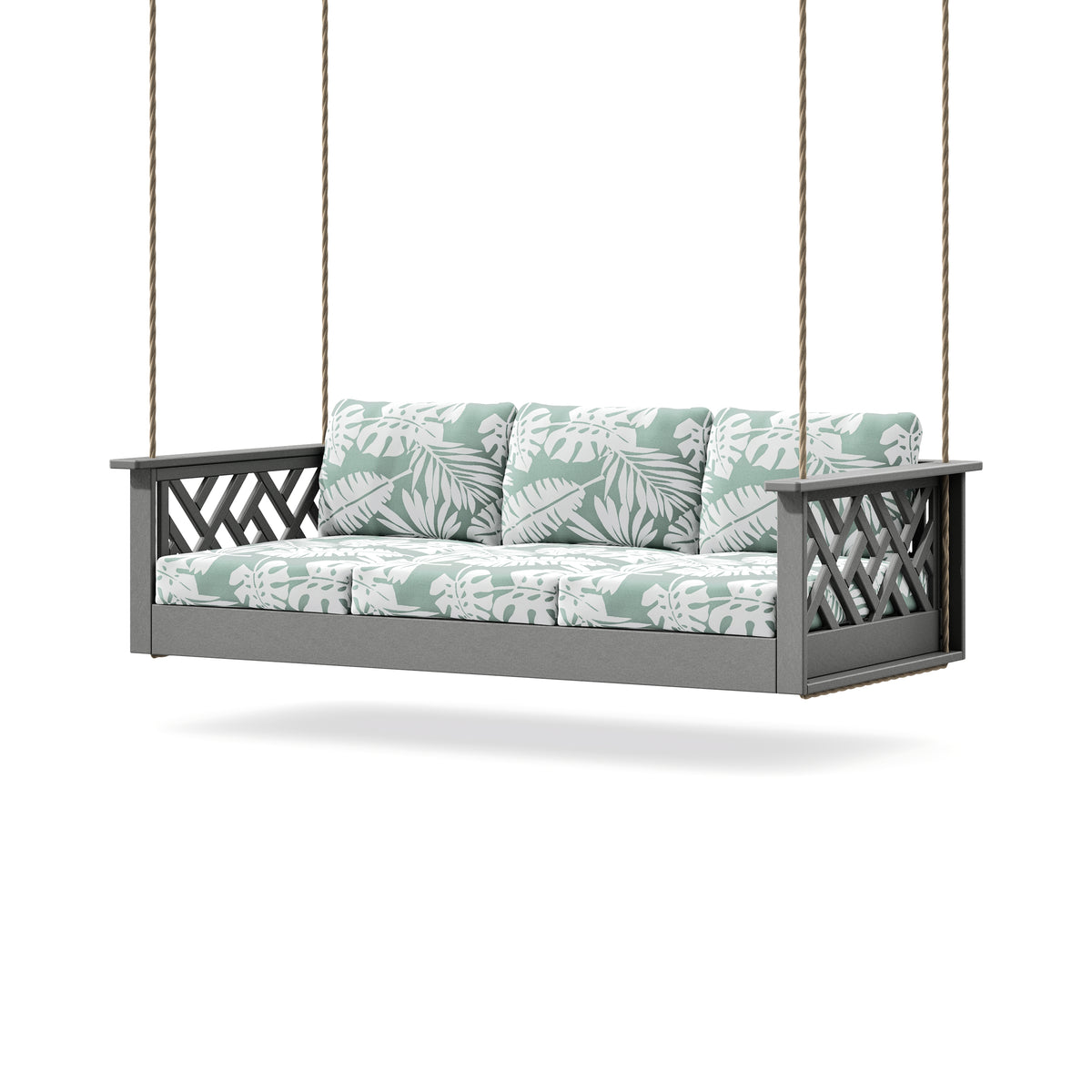 POLYWOOD Chippendale Daybed Swing in Slate Grey / Leaf Glacier Spa
