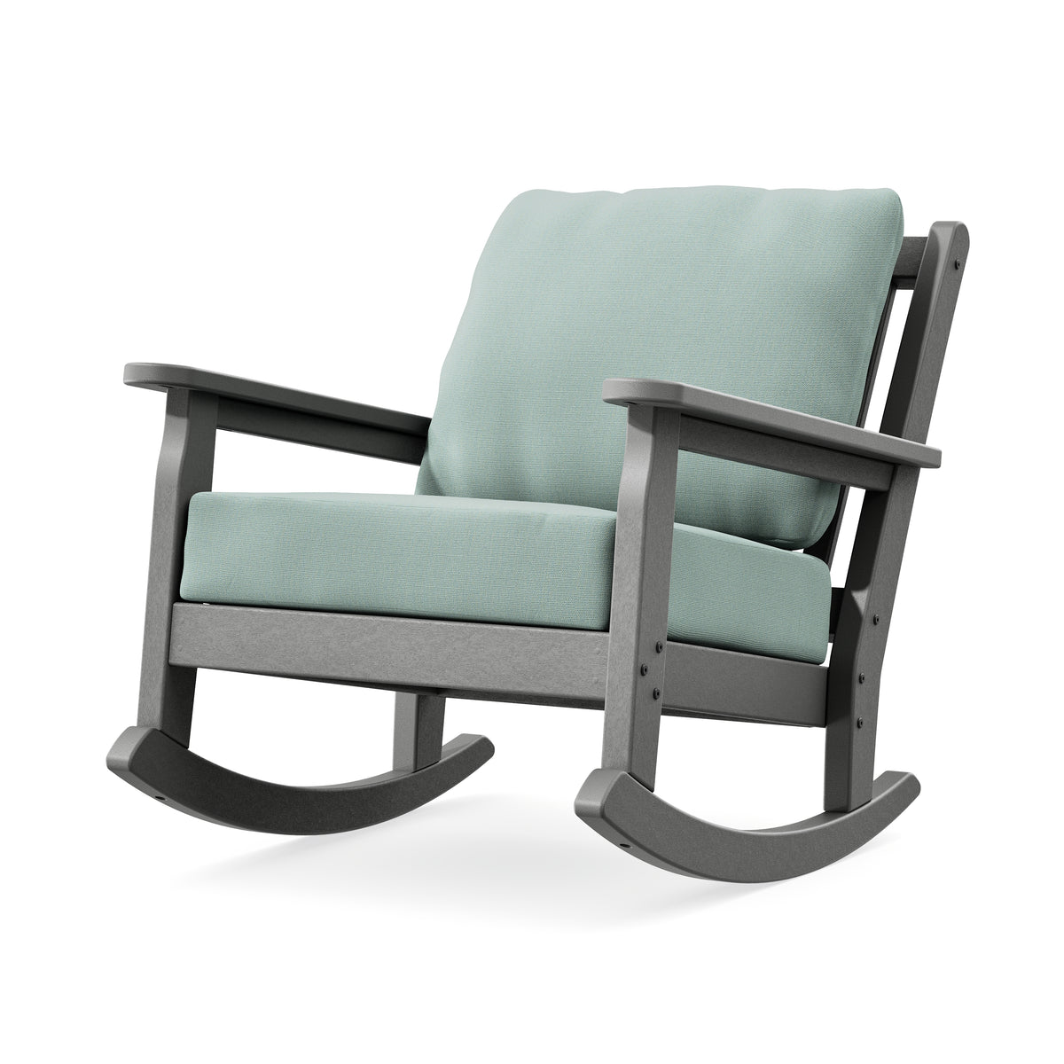 POLYWOOD Chippendale Deep Seating Rocking Chair in Slate Grey / Spa