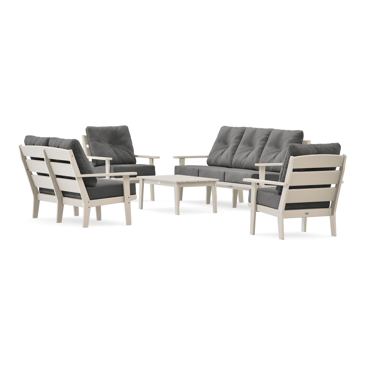 POLYWOOD Lakeside 5-Piece Lounge Sofa Set in Sand
