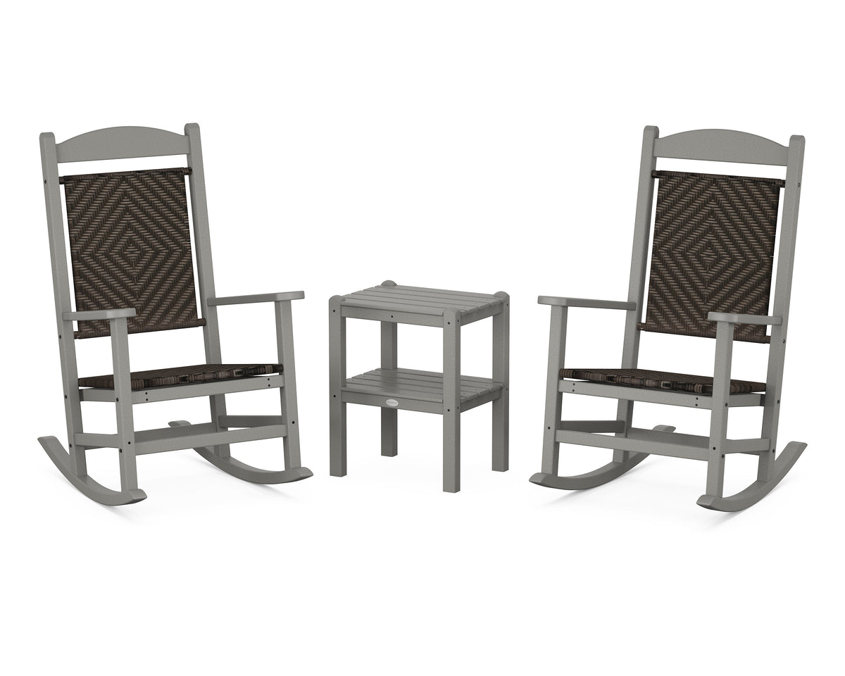 POLYWOOD Presidential Woven Rocker 3-Piece Set in Slate Grey / Cahaba