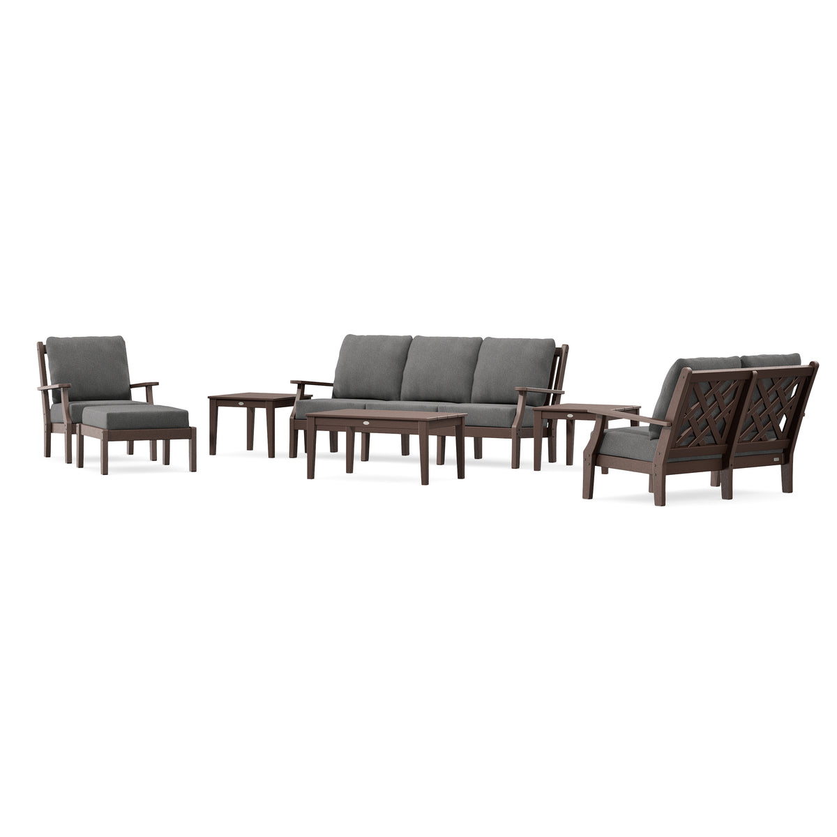 POLYWOOD Country Living Wovendale 7-Piece Deep Seating Set in Mahogany