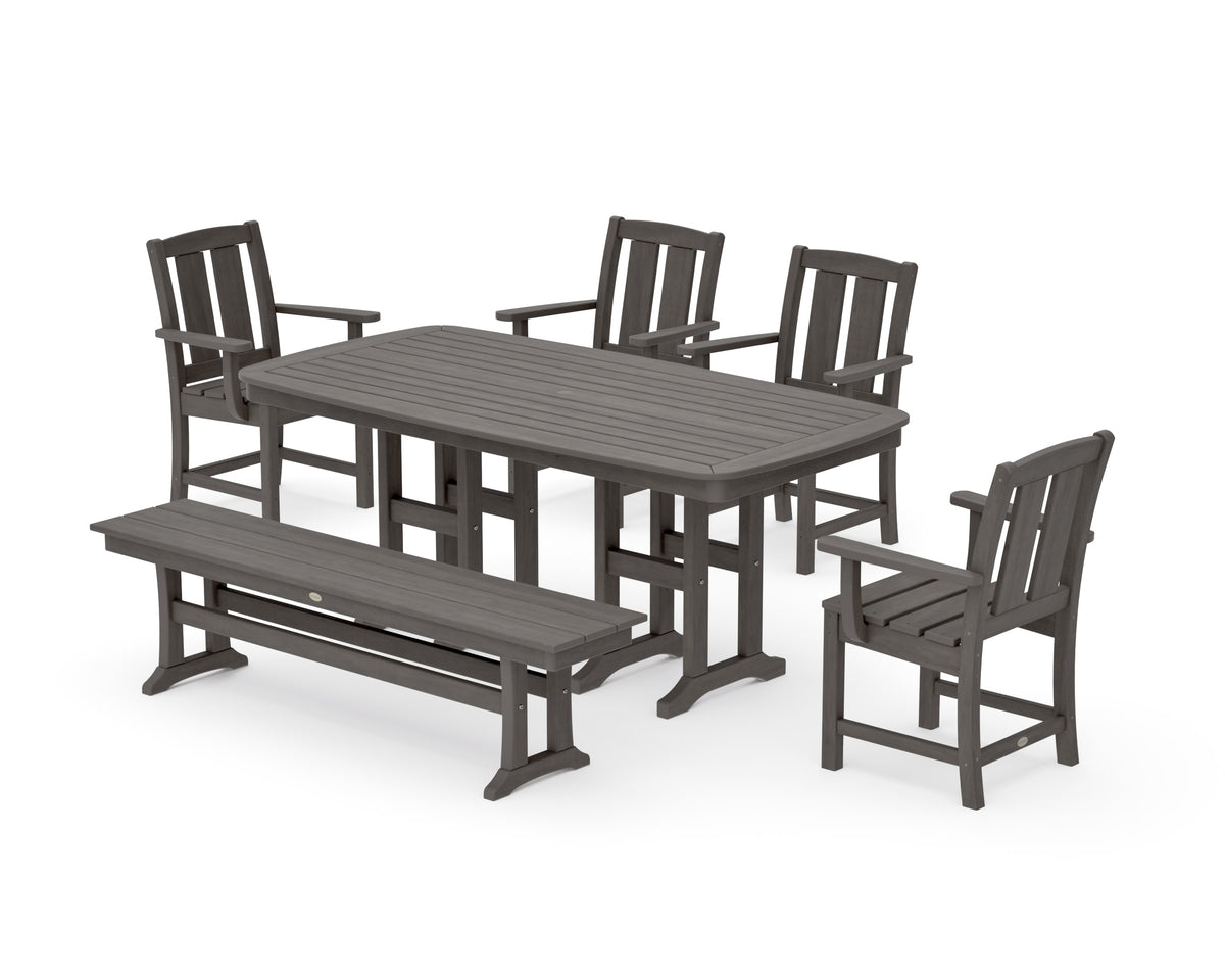 POLYWOOD Mission 6-Piece Dining Set with Bench in Driftwood