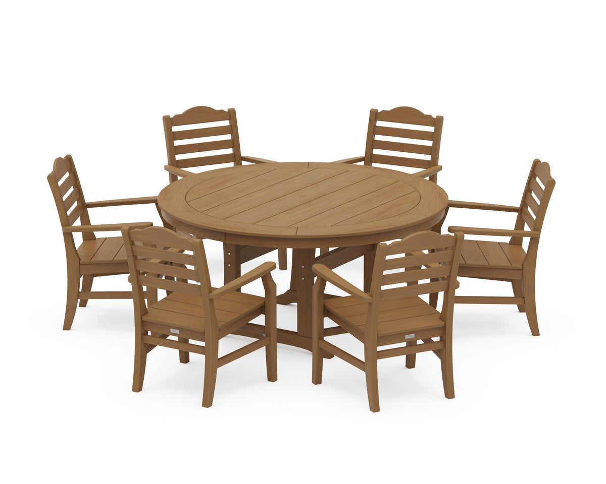POLYWOOD Savannah 7-Piece Arm Chair Round Dining Set in Natural