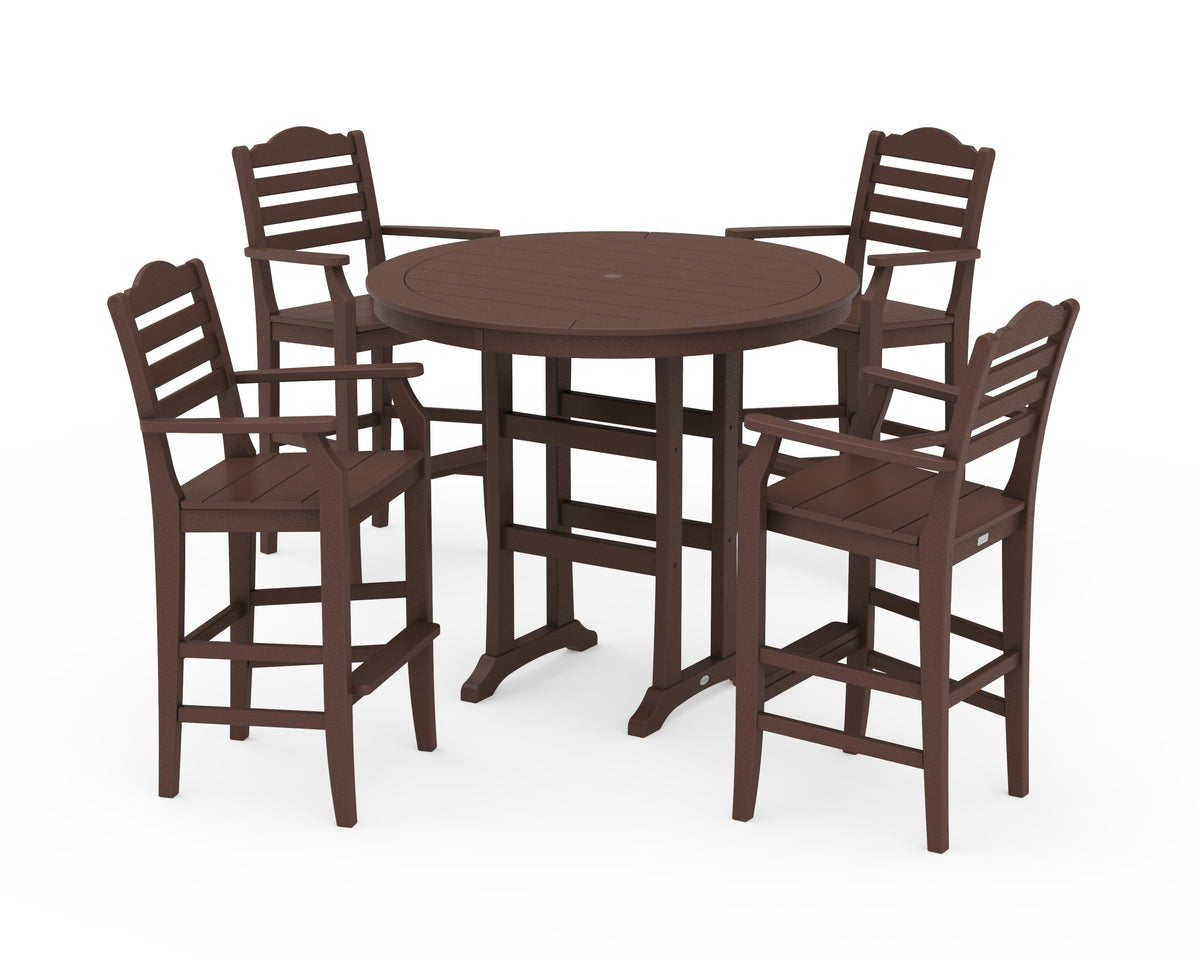 POLYWOOD Savannah 5-Piece Round Bar Set in Mahogany