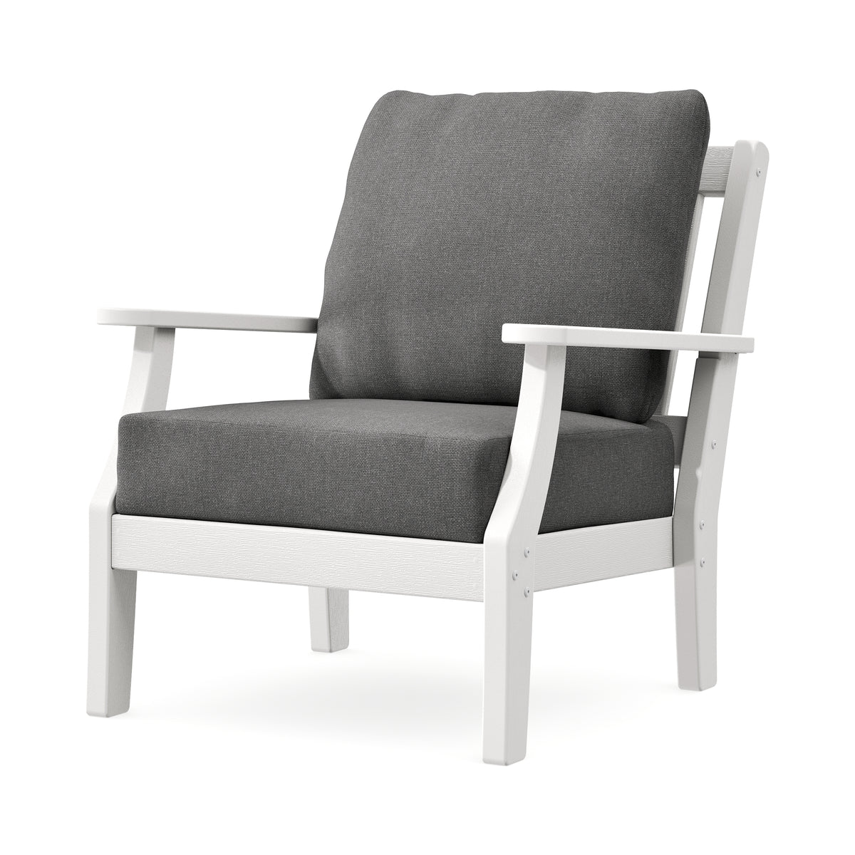 POLYWOOD Chinoiserie Deep Seating Chair in Vintage White / Ash Charcoal