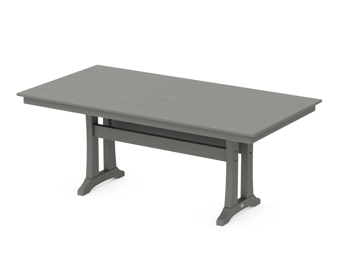 POLYWOOD Farmhouse Trestle 37" x 72" Dining Table in Slate Grey