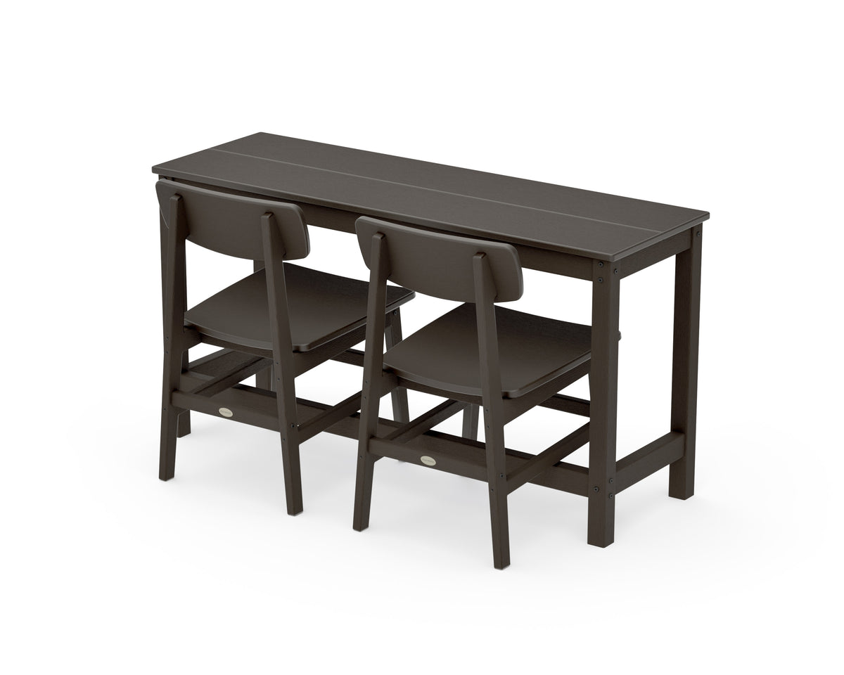 POLYWOOD Modern Studio Urban Chair 3-Piece Balcony Set in Vintage Coffee