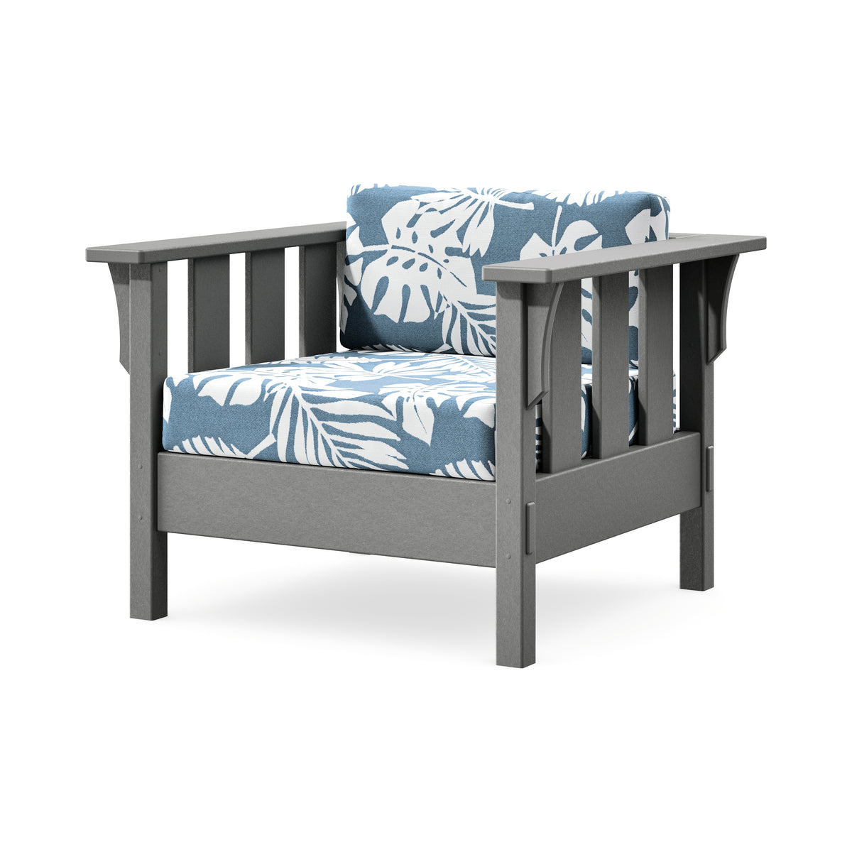 POLYWOOD Acadia Deep Seating Chair in Slate Grey / Leaf Sky Blue