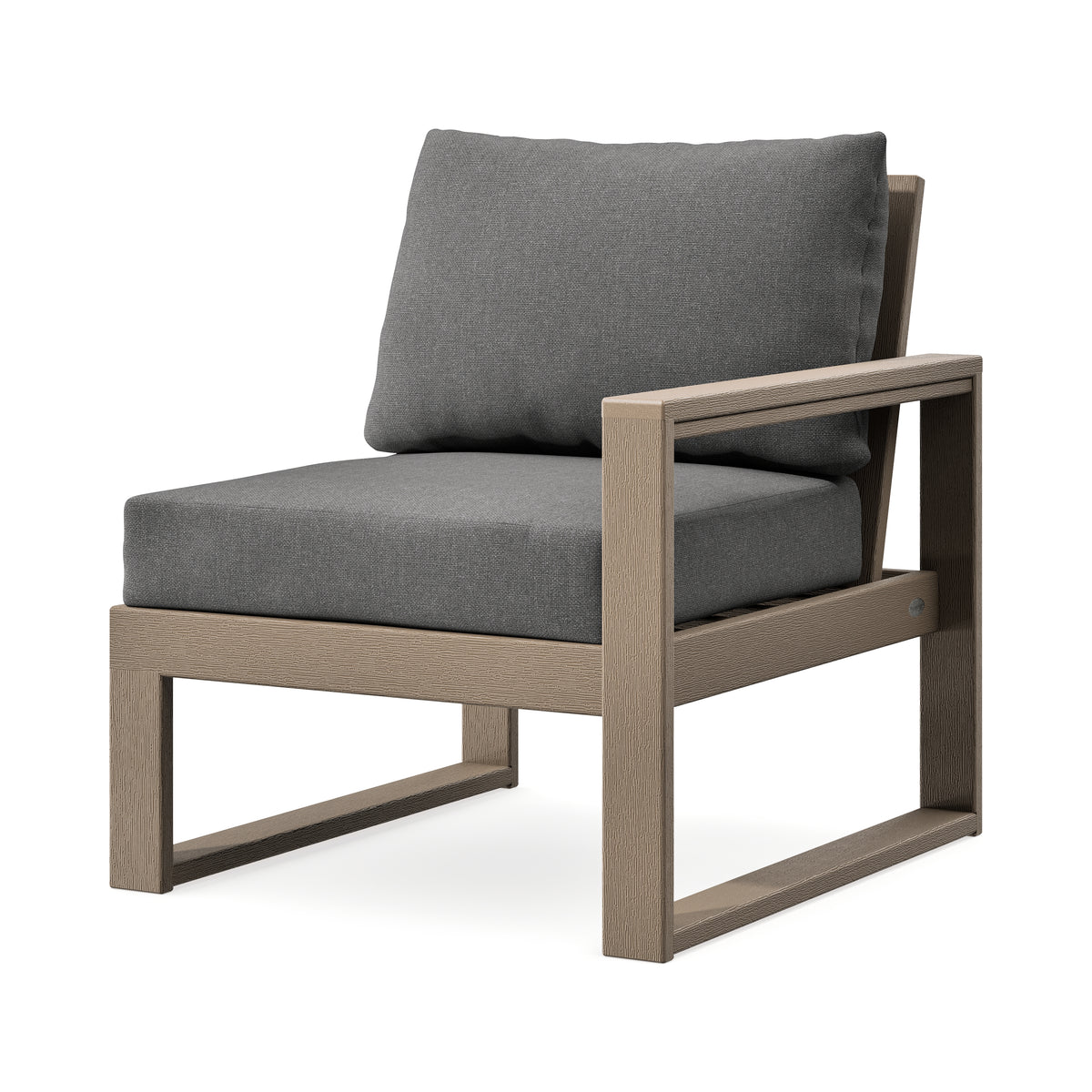 POLYWOOD EDGE Modular Right Arm Chair in Vintage Sahara / Ash Charcoal