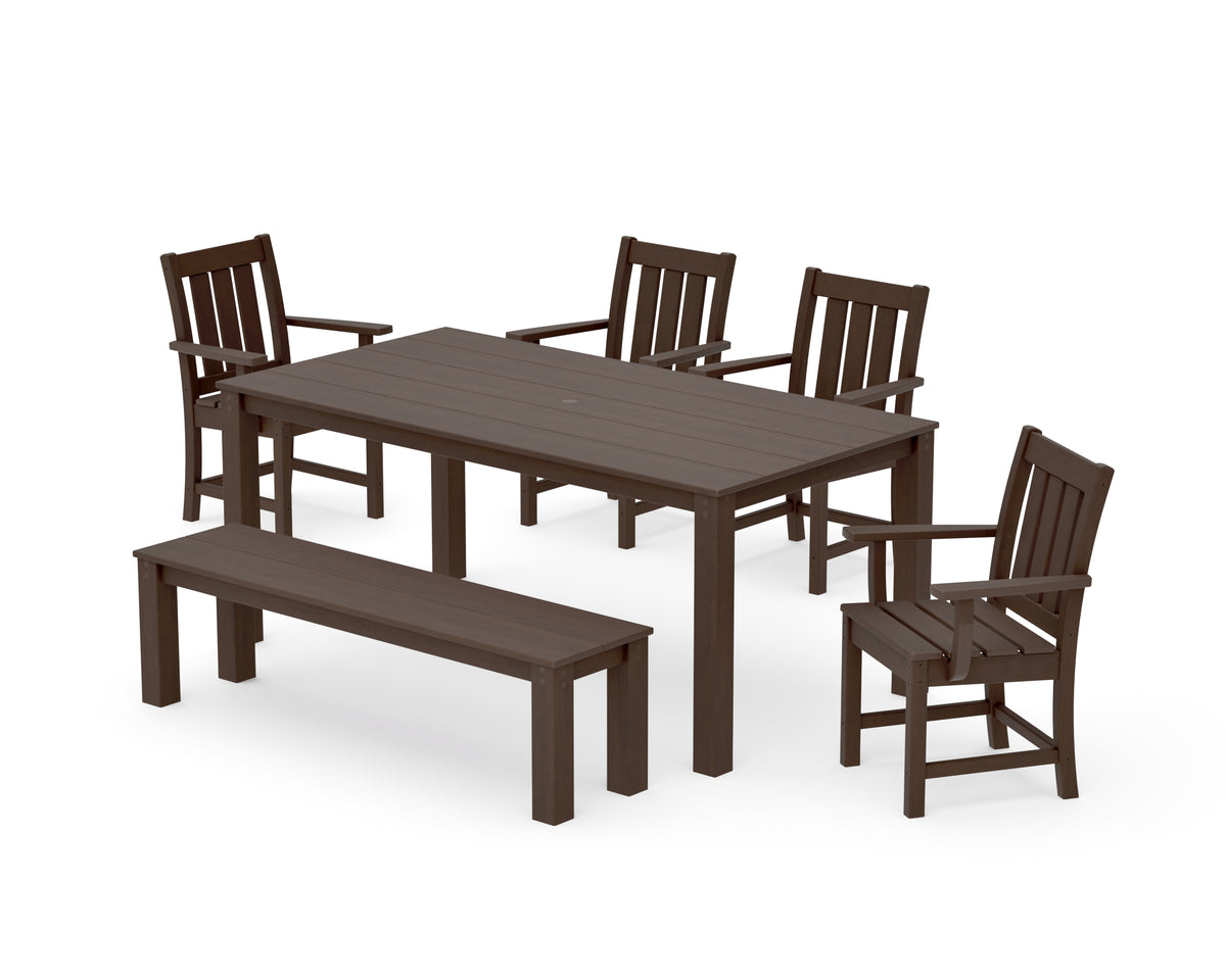 POLYWOOD Oxford 6-Piece Parsons Dining Set with Bench in Kona