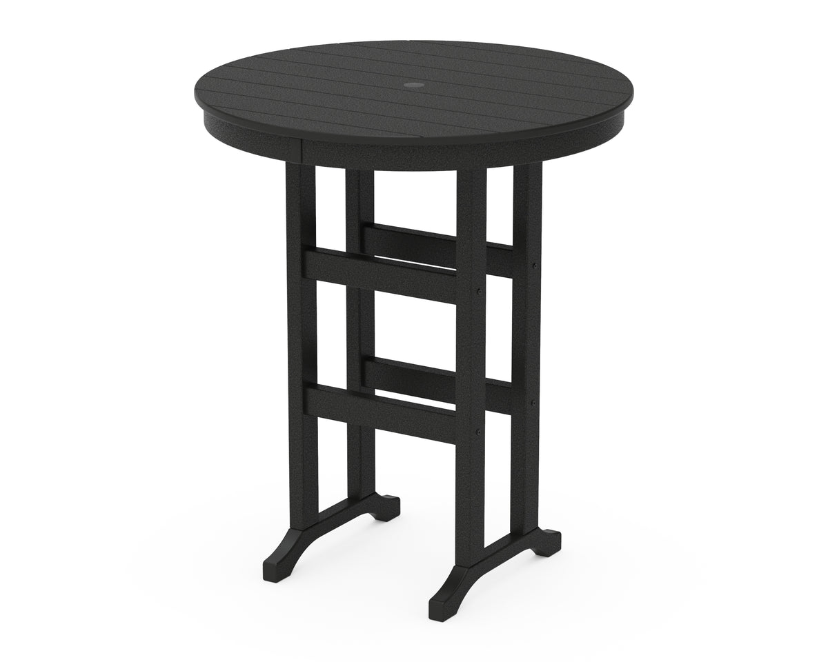 POLYWOOD 36" Round Farmhouse Bar Table in Black